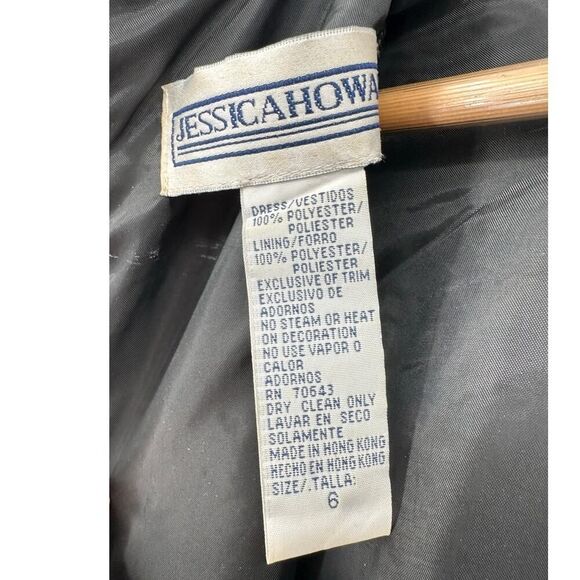 Vintage Jessica Howard Long Black Formal Party Dress Beaded Modest Neck Size 6 - Picture 7 of 9